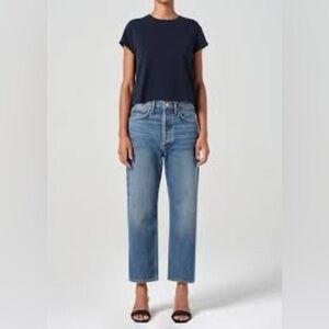 Agolde Mid-Blue 90’s Crop Jeans 30